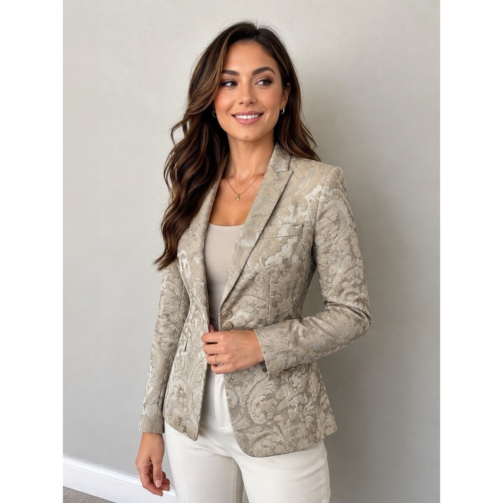 Dolce & Gabbana Jacquard Blazer Jacket Baroque Brocade Beige Italy 44